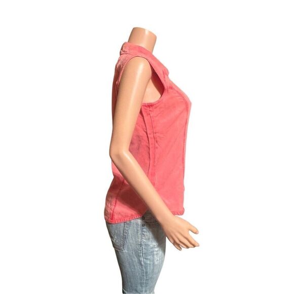 Pulp women's sleeveless tencel salmon with stitching button-up shirt S - Picture 4 of 5